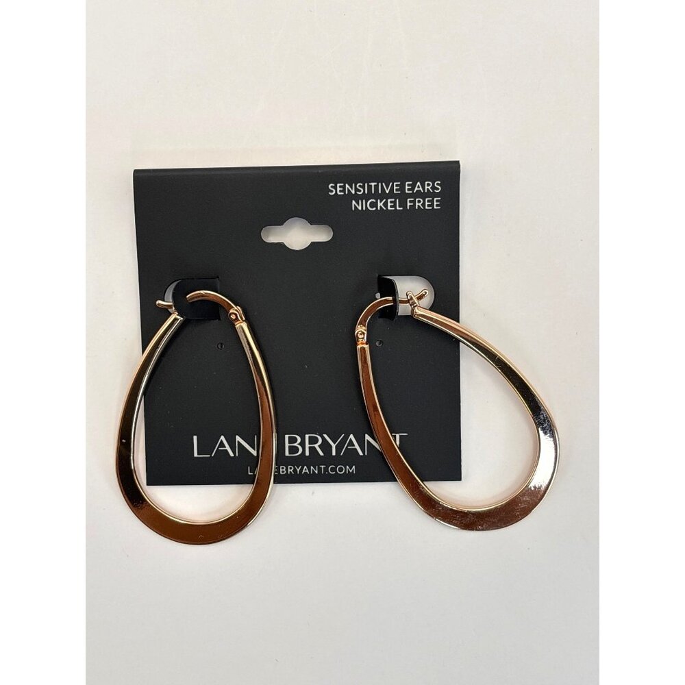 Lane Bryant Rose Gold Tone Teardrop Hoop Earrings Sensitive Ears New